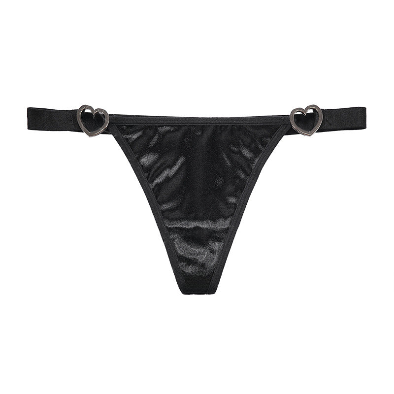 Waist Side Splicing Satin Thin Athletic Thong Panties