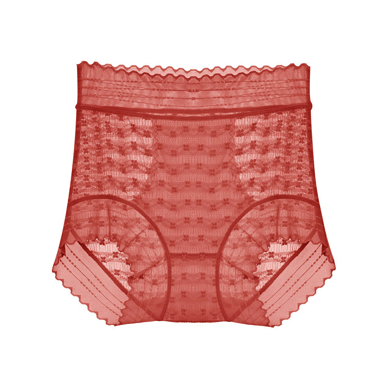 High Waisted Lace Mulberry Silk Crotch Shaping Panties