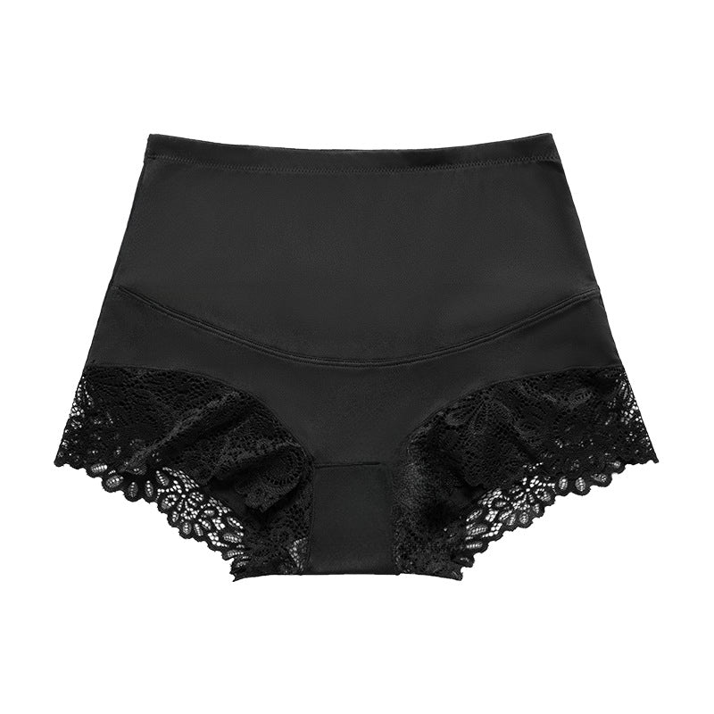 High Waist Sexy Hip Flat Angle Lace Splicing Anti-Glare Panties