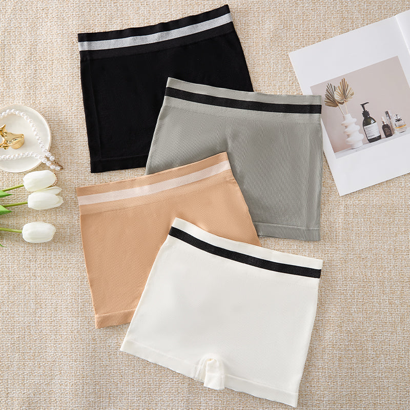 Colorblocking Seamless Thin Flat Pants High Waist Anti-Glare Panties